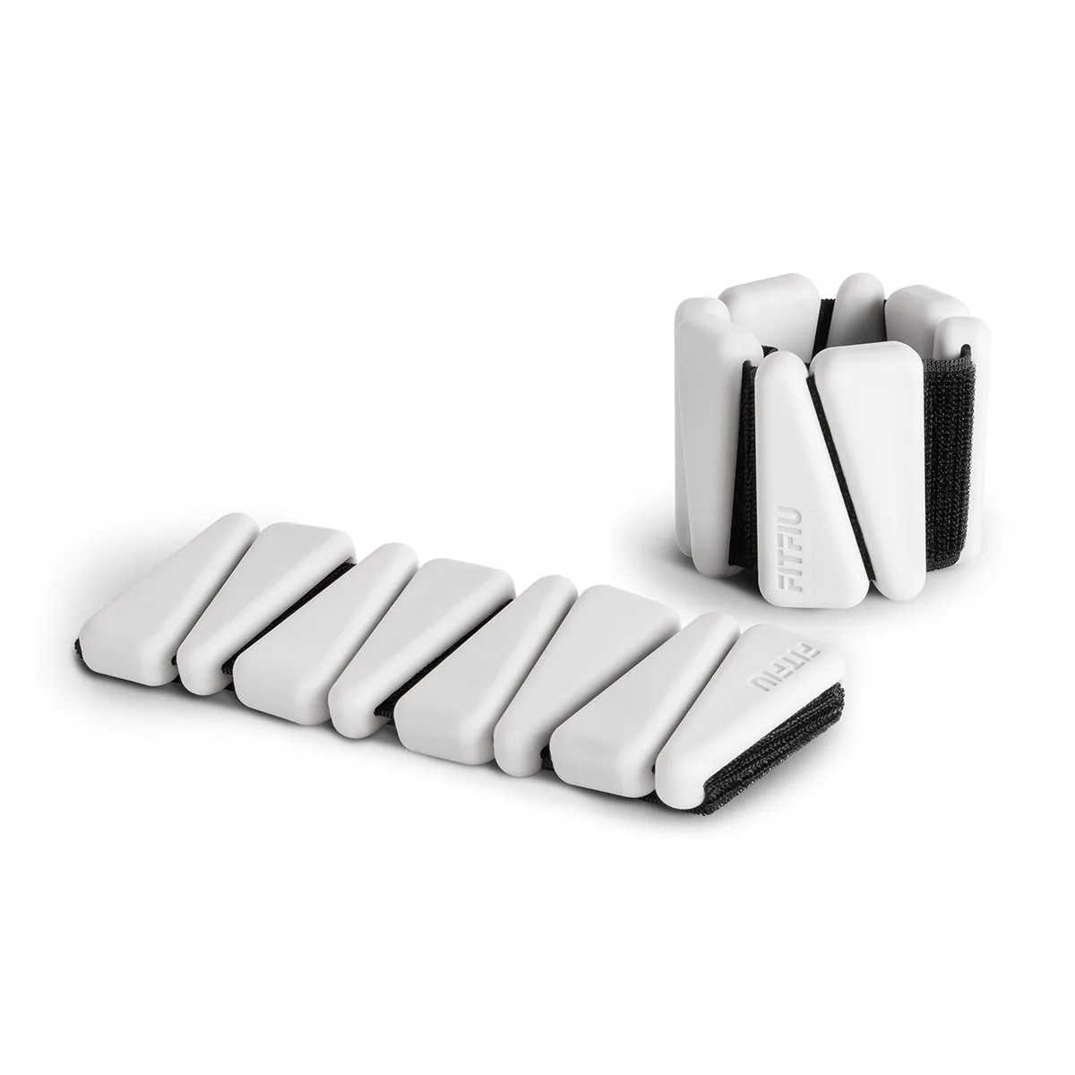 FITFIU Fitness RECTANCULAR WRIST - Kit de 2 pulseras de pesos de 0,5kg cada una de acero en silicona blanda blanca para añadir resistencia en muñecas y tobillos, SHAPES COLLLECTION