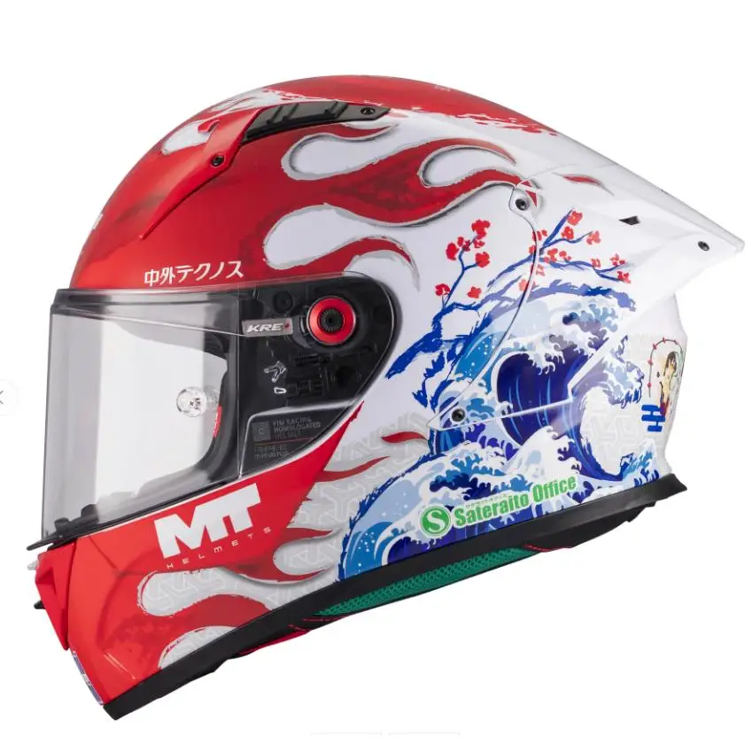 MT HELMETS Casco Integral Modelo KRE+ S YAMANAKA 2025 Rojo y Blanca Brillo A5
