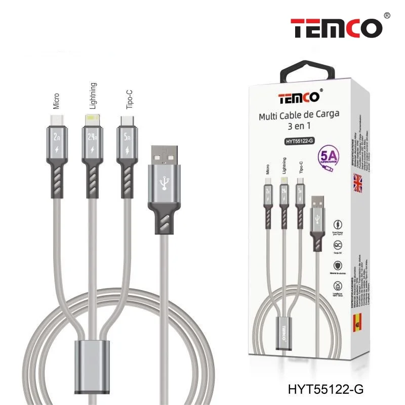 Multi Cable 3 en 1 5A Super Rápido