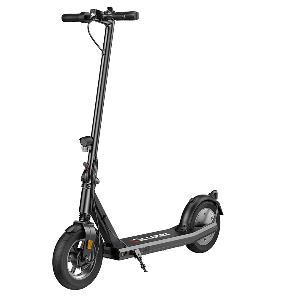 IScooter i9S electric Scooter, 10 inch tire, 500W Motor, maximum speed of 30 km/h, 10Ah battery, range of 30km, maximum tilt angle of 15 °, lighting system, front drum brake, screen Control