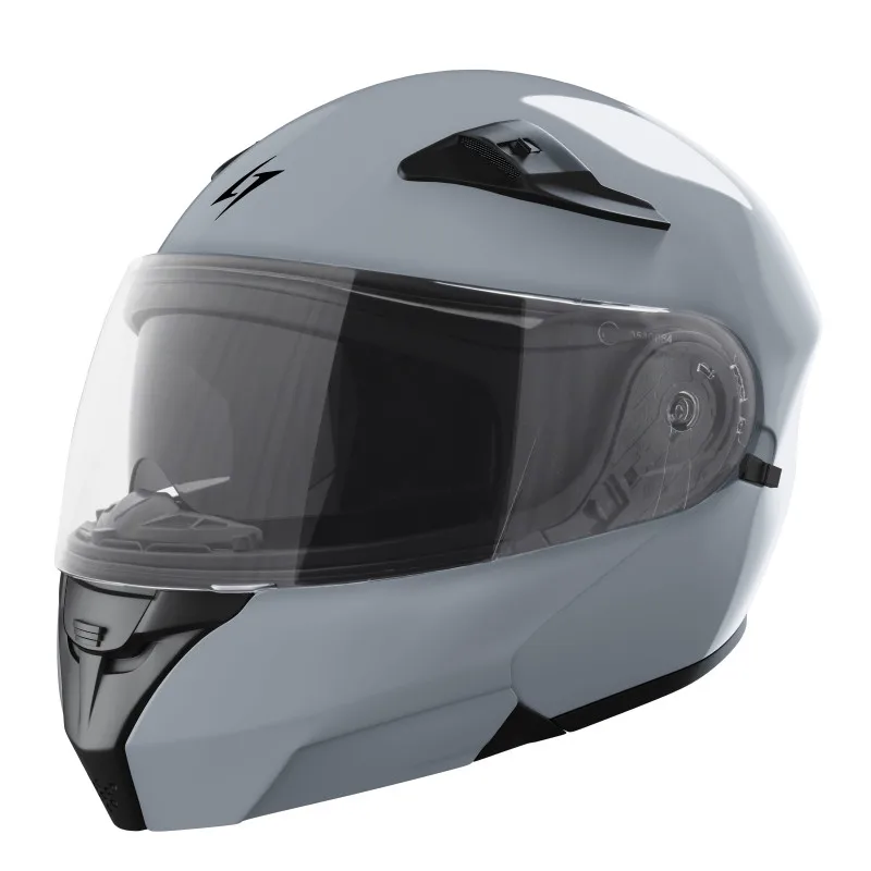 Moto helmet modular stormer turn nardo gray with sunglasses