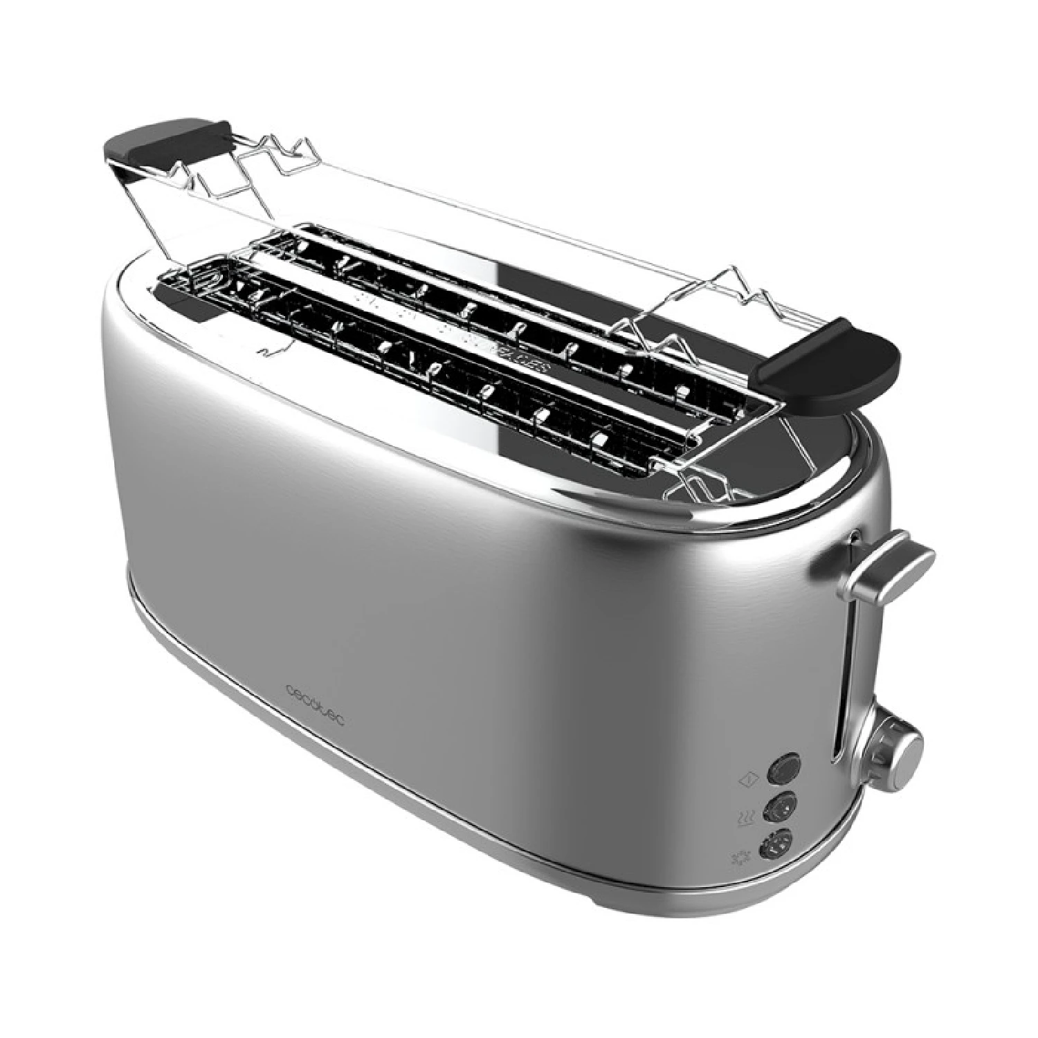 Toaster 4 slices Toast & Taste 1600 Retro Double Inox. 1630 W, 2 slots wide 3,8 cm long, stainless steel, top rods, power dimmable, pickup tray