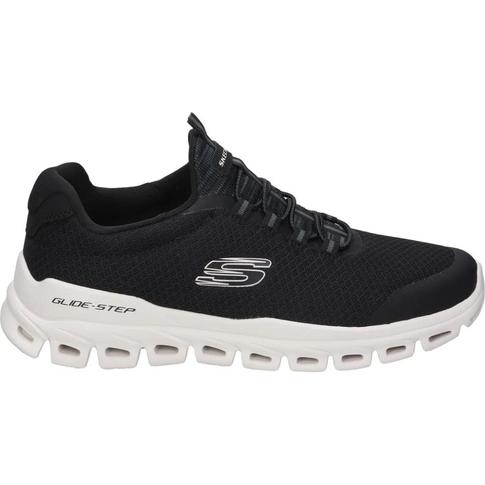 SKECHERS | Zapatillas Skechers Glide-Step Sylo para Hombre – Deportivas en Color Negro Con Cordones Elásticos – Air Cooled Memory Foam – Cómodas y Versátiles – Vegan – Modelo 233012-BLK