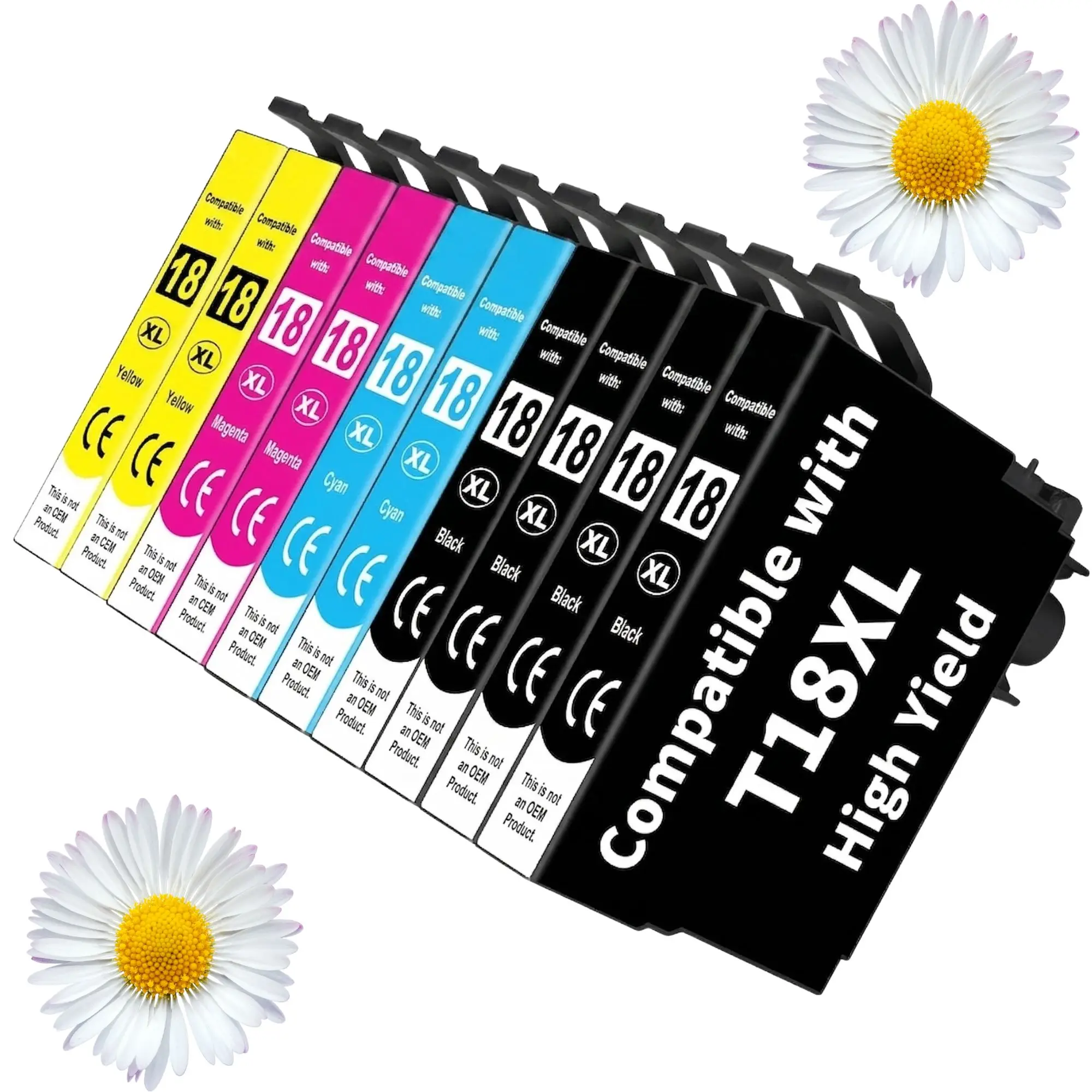 pack 10 tintas compatibles Epson T1811-T1812-T1813-T1814 Alta Capacidad Epson T1811/2/3/4 / 18XL  : XP-102 , XP-202 , XP-205 , XP-30 , XP-302 , XP-305 , XP-402 , XP-405  (4 NEGRO, 2 CIÁN, 2 MAGENTA, 2