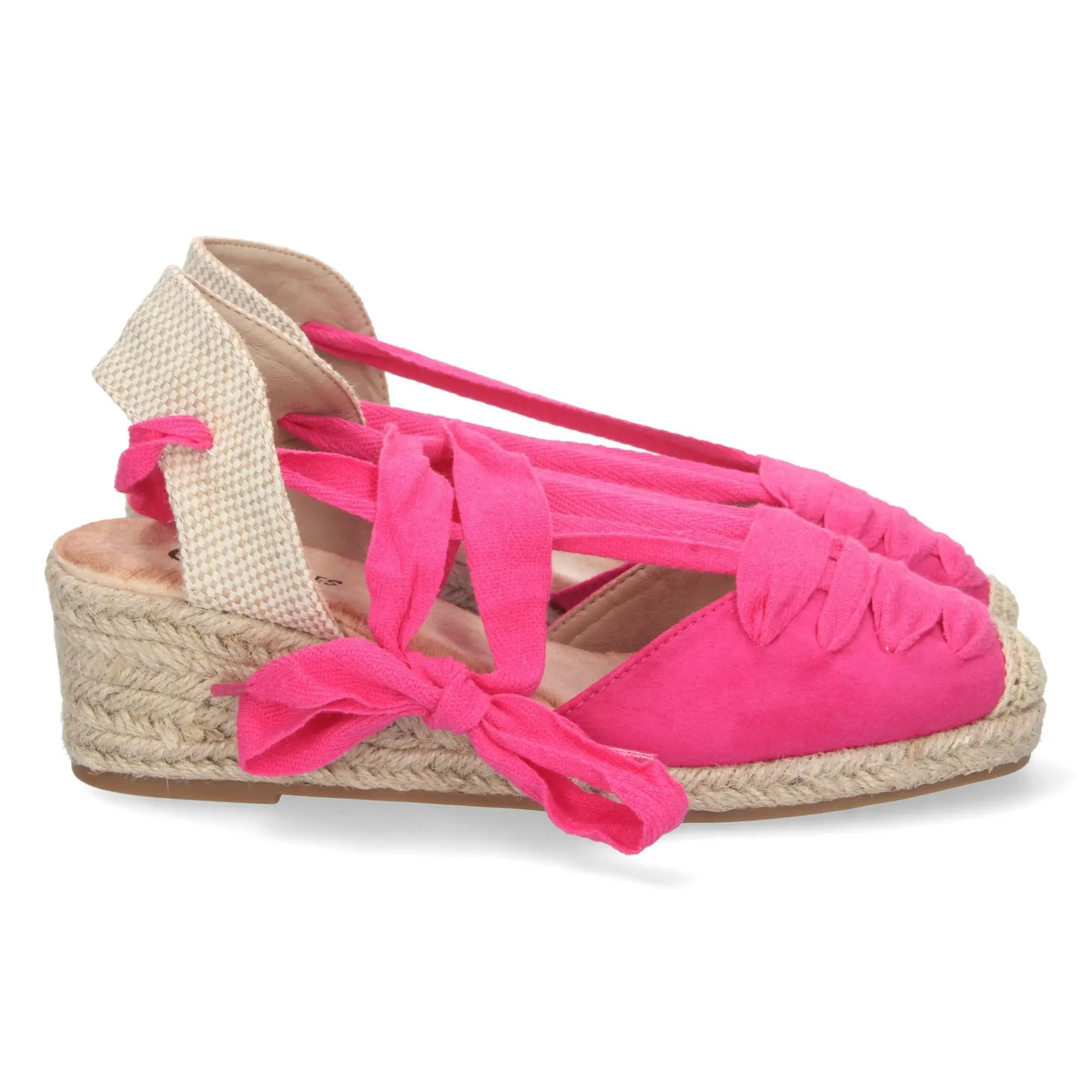 PuntoSalao Alpargatas de cuña baja en yute mujer color fucsia