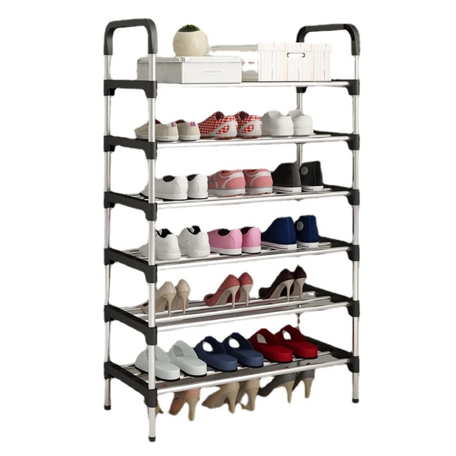 LUTODY – Organizador de Zapatos Zapatero Compacto de Varios Niveles, Metálico para Recibidor,