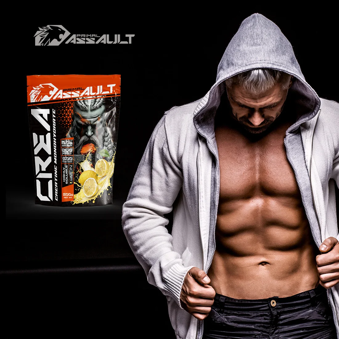 ASSAULT | Creatina en Polvo 500g Sabor LIMON/NEUTRO/PIRULETA  | 100% Monohidrato de Creatina Micronizada | No Incluye Dosificador | Sin Añadidos y Libre de Contaminantes | No-GMO, Vegano, Sin Gluten