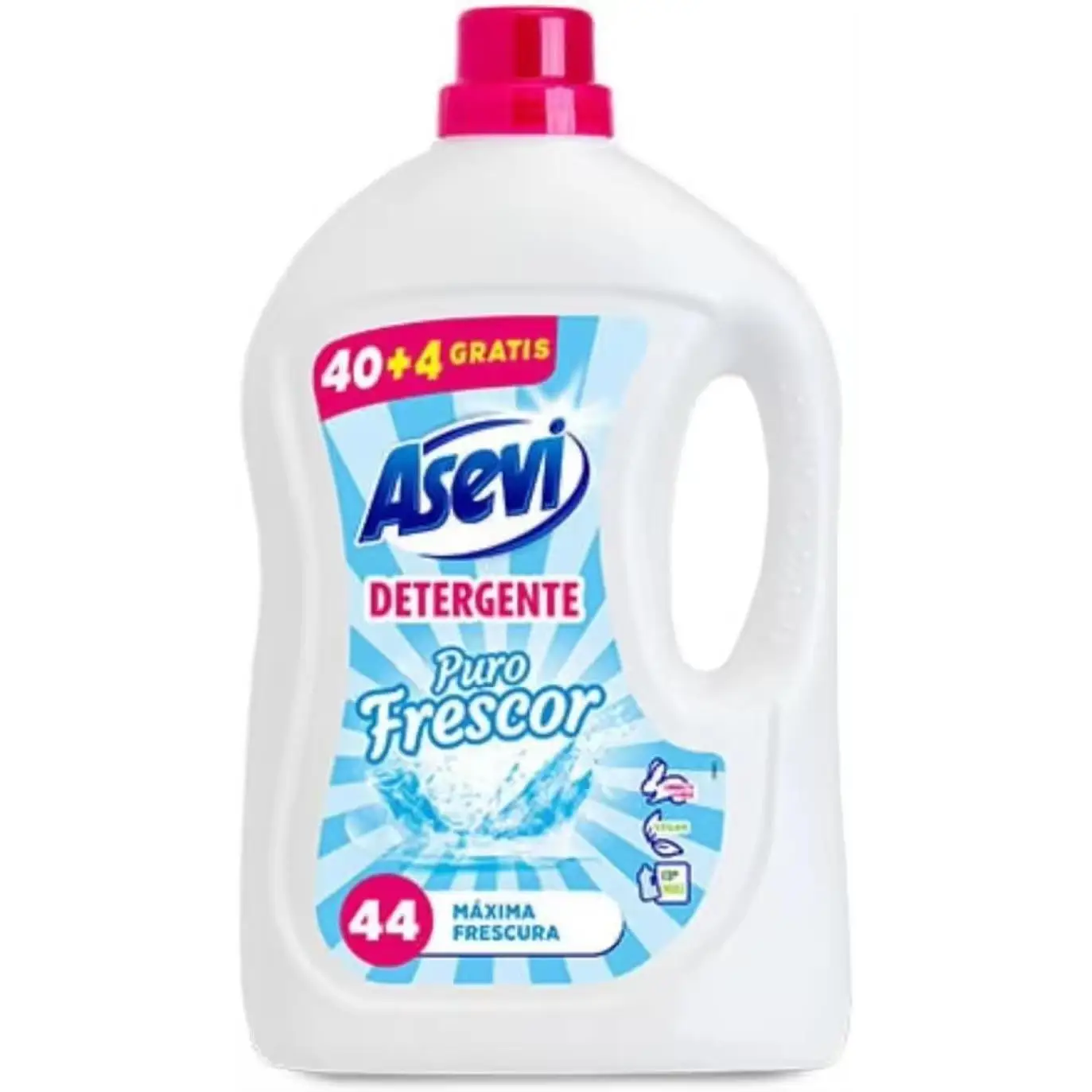 Detergente Asevi Puro Frescor 40+4 Dosis GRATIS - Elimina Manchas - Perfume Fresco【ROUA】