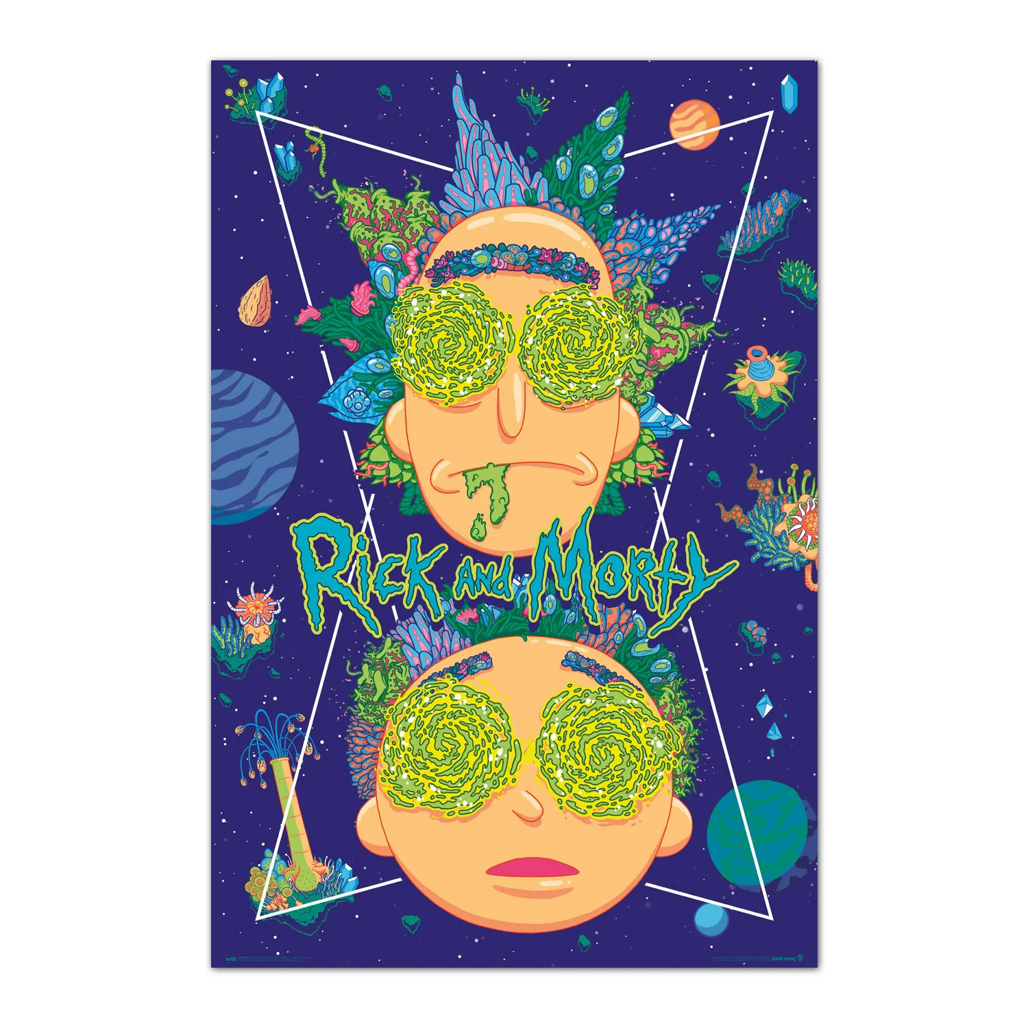Bticino Póster Rick & Morty Alto en el Cielo - 61 X 91 5 Cm - Papel de Brillo 150 Gr - Envío Enrollado
