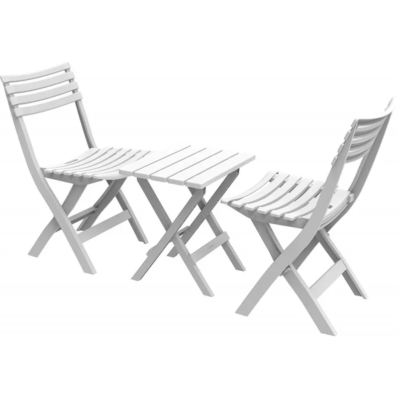 Valencia - Conjunto plegable de 2 sillas + 1 mesa PVC