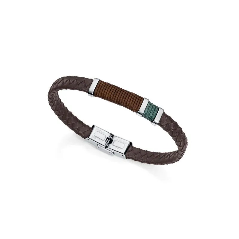 Pulsera Viceroy Fashion Hombre 6453P01016 – Heat, Acero/Piel, Marrón/Verde