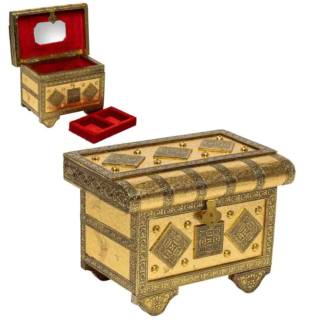 WANDERLUST DECO Joyero de Metal Repujado Elegante y Espacioso - Almacenamiento de Joyas