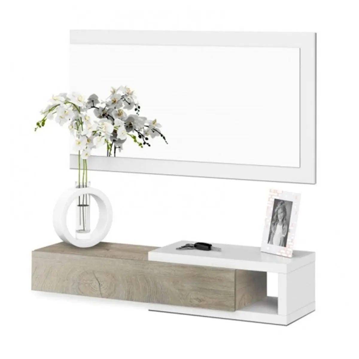 Mueble recibidor Enzo con espejo blanco artik/Alaska