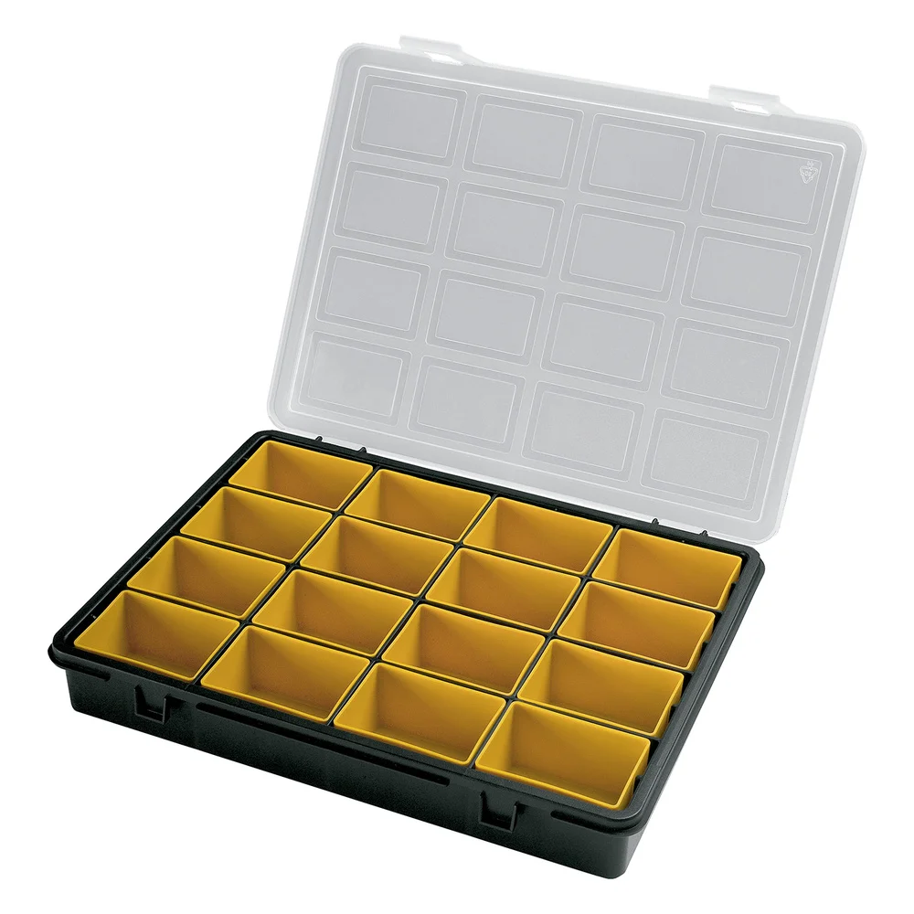 Organizador de plástico con 16 compartimentos extraíbles 242x188x37 mm. caja de almacenamiento, organizador malentin, organizador de plástico