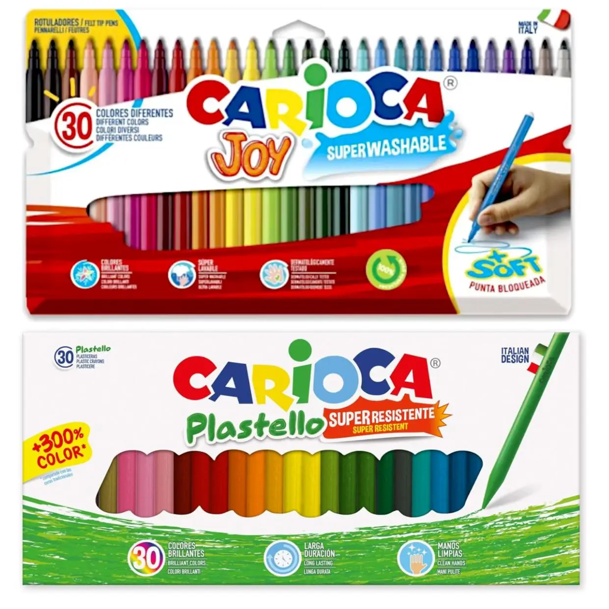 Carioca - Set of waxes and colored pens 30 PCs-assorted colors-great for drawing and coloring-back to school-special offer