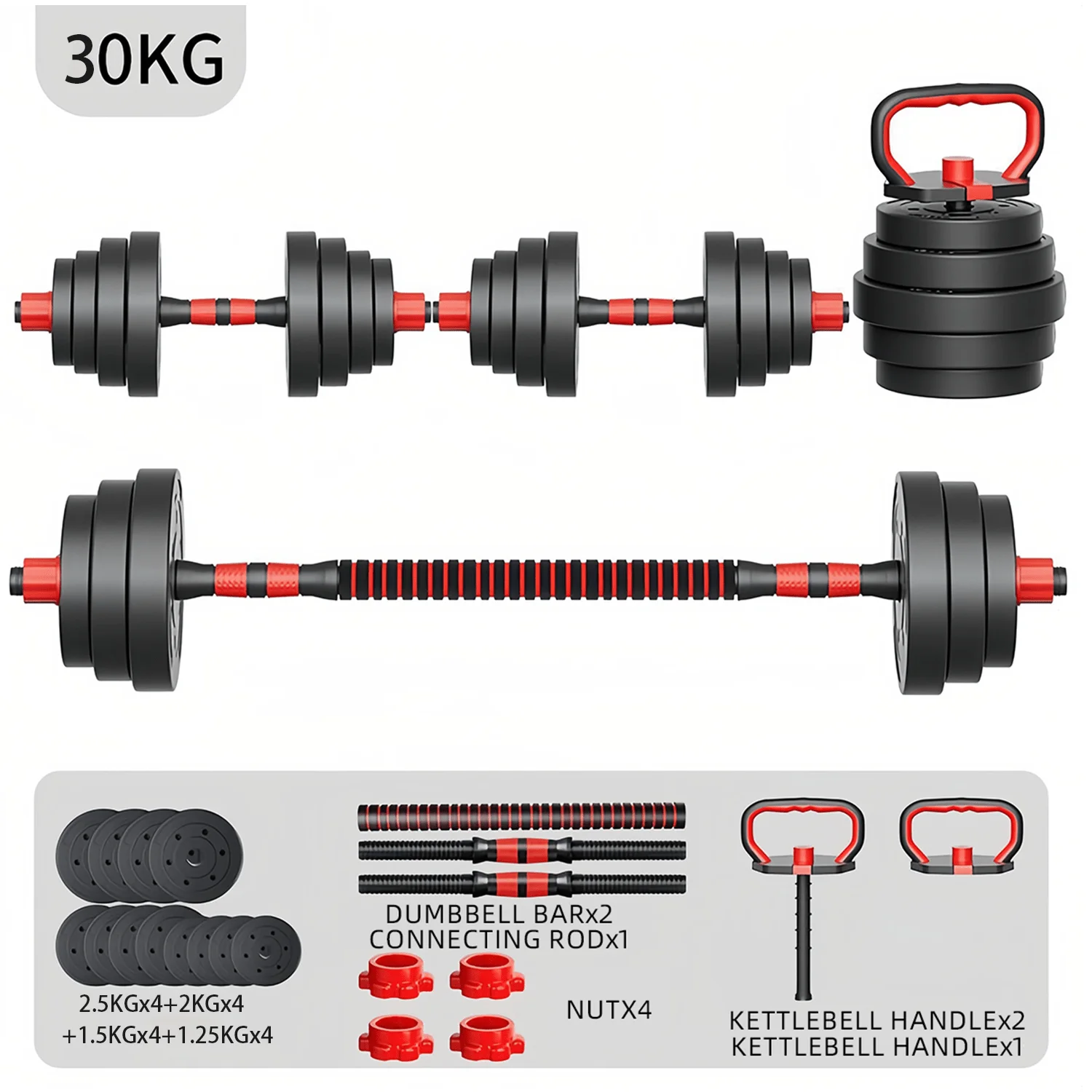 Decodeko adjustable kettlebell dumbbell set with adjustable straight bar and non-slip dumbbells and bar with plates. #2