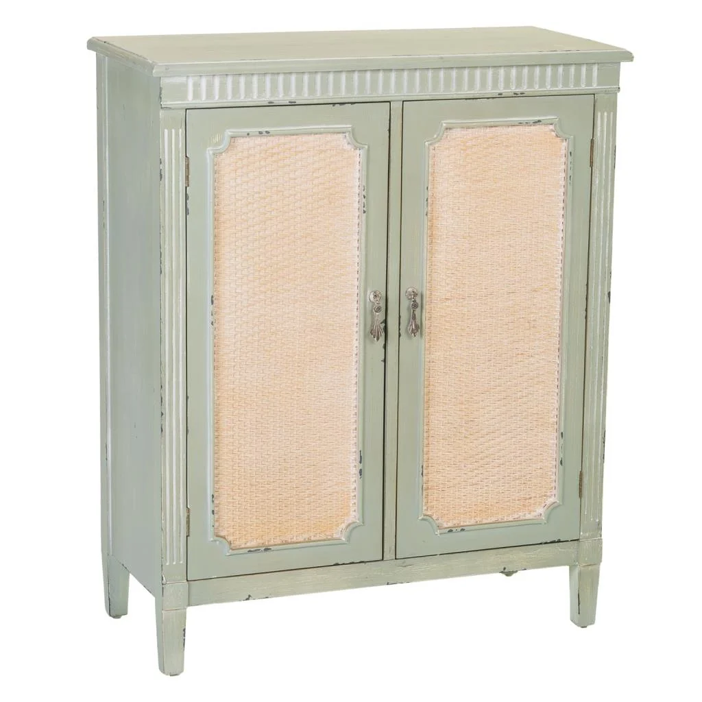 WANDERLUST DECO Recibidor de madera con verde 78x36x95h cm