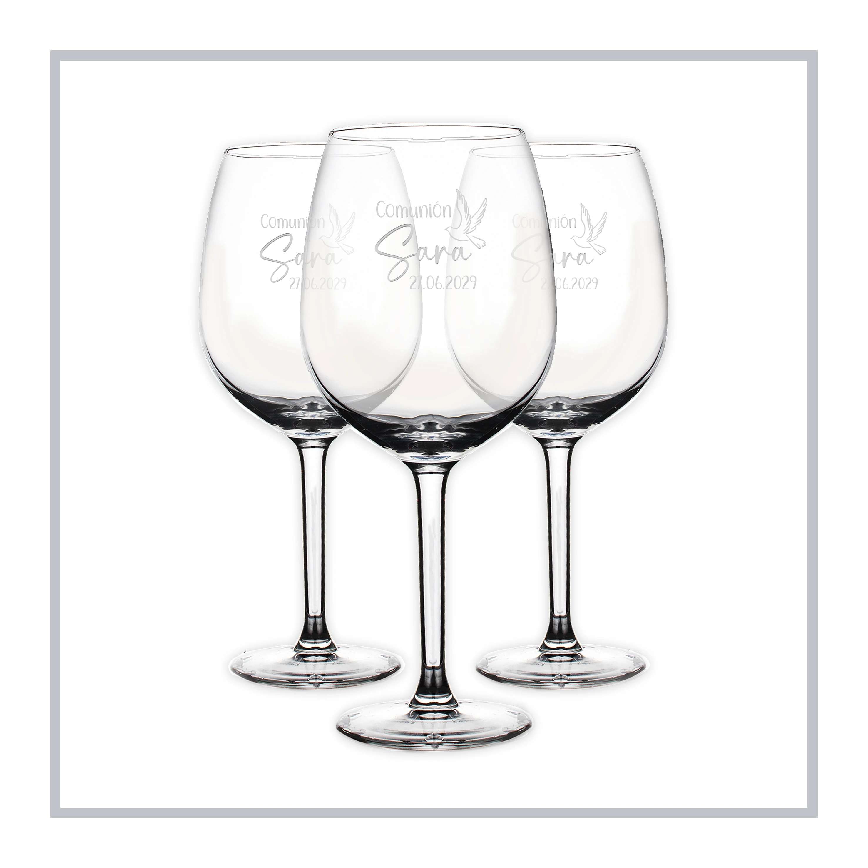 RegaloVip.es - Set Copas de Vino Personalizada. Juego de 6 copas de vino. Copas de vino grandes. Copas de vino baratas. Copas de vino grabadas. Copa de vino 73cl, Regalo de boda, Aniversario.