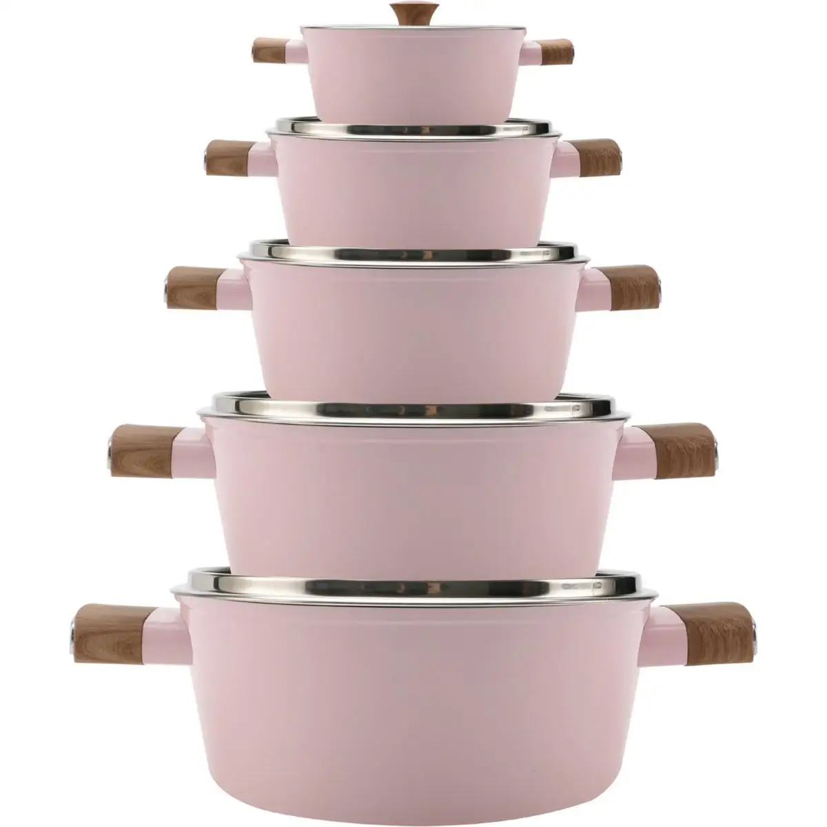 OLLAS - COLOR ROSA - ROYAL SWISS - APTO LAVAVAJILLAS - ACERO INOXIDABLE - APTO PARA TODOS LOS FUEGOS - APTO INDUCCION -  Ø16 cm x 10,5 cm 2,1L - Ø16 cm x 10,5 cm 2,1L - Ø18x11,5cm 2,9L - Ø20x12,5cm