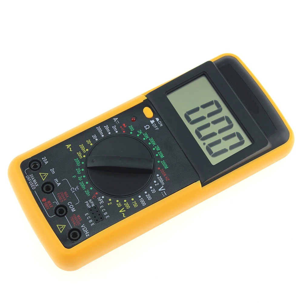 Multifunction LCD digital polymeter voltmeter voltmeter | AC DC Tester | Electrician diagnostic and testing tool | Surge protection | LCD screen 6cm x 3cm | Including 1 battery and 2 cables | RevolutionLine