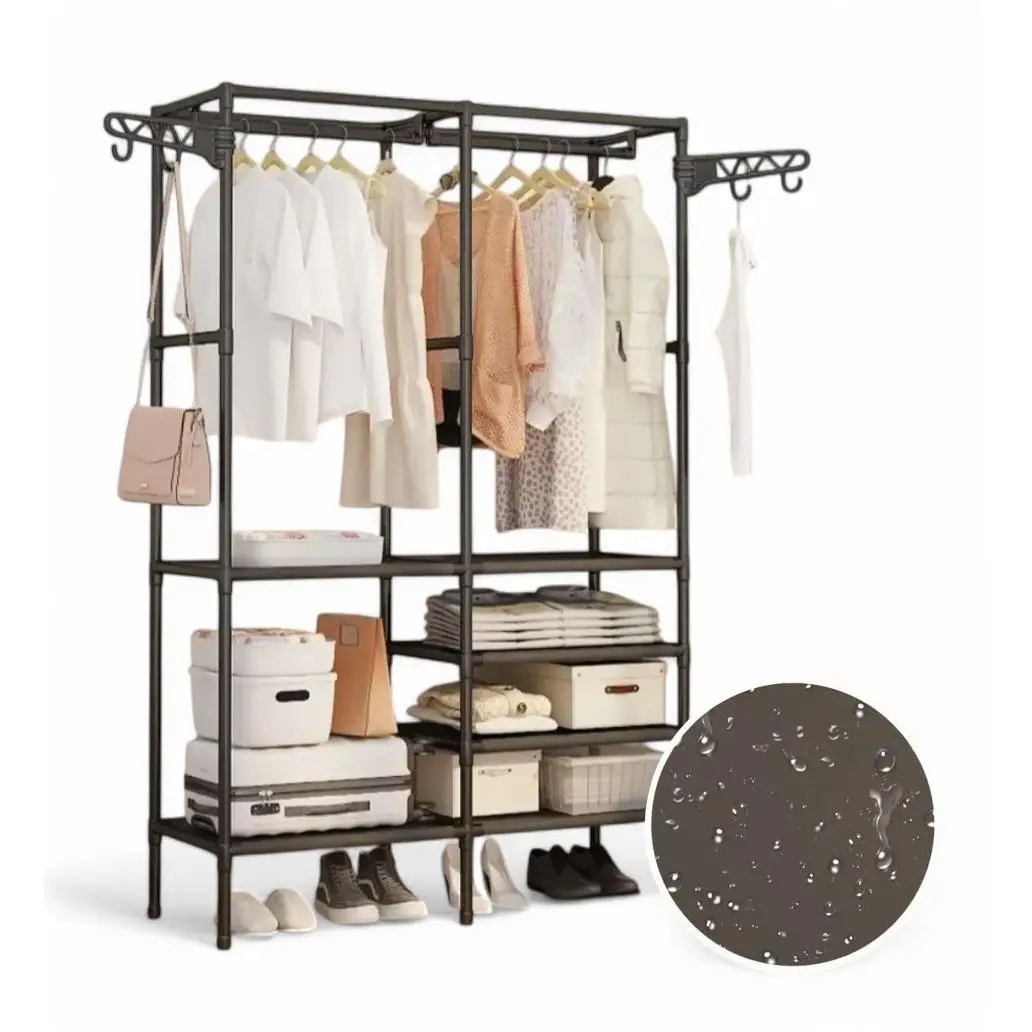 Envío rápido-Perchero de doble filas para ropa, perchas de almacenamiento de zapatos con ganchos colgantes, varillas para abrigos y zapatos, colgador de ropa para el hogar
