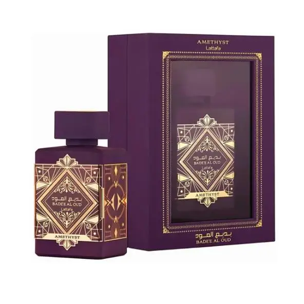 Perfume Badee Al Oud Amethyst 100 ml para Mujer y Hombre | Aroma Floral Oriental con Oud y Rosa de Lattafa