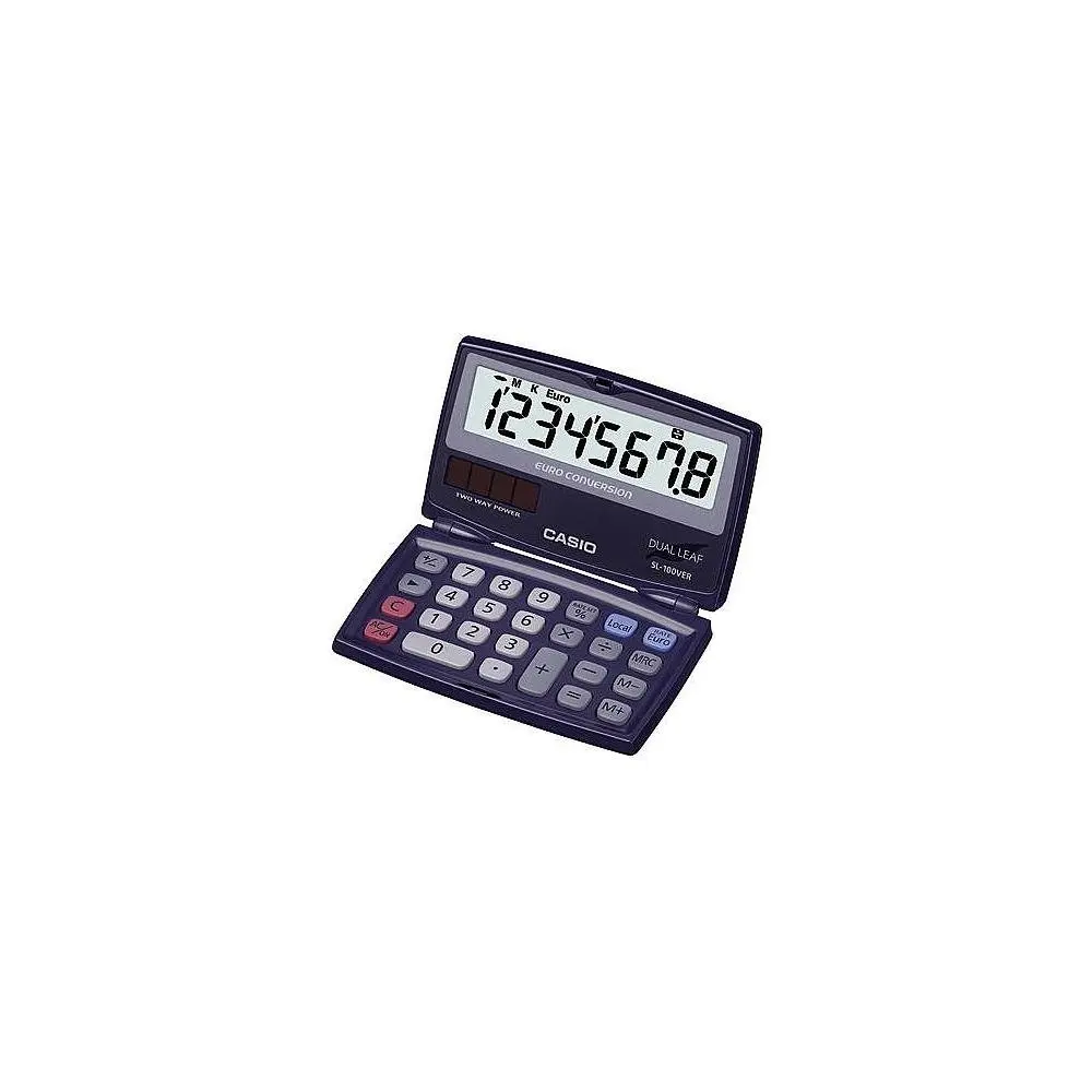 Casio SL-100VER - Calculadora básica, 13,5 x 91 x 55 plegada y 9,4 x 91 x 110,5 mm desplegada, azul marino