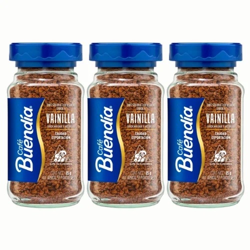 Café Buendia Sabor Vainilla 85 g - PACK 3 UNIDADES - Soluble Iiofilizado de Calidad Superior - Qumir