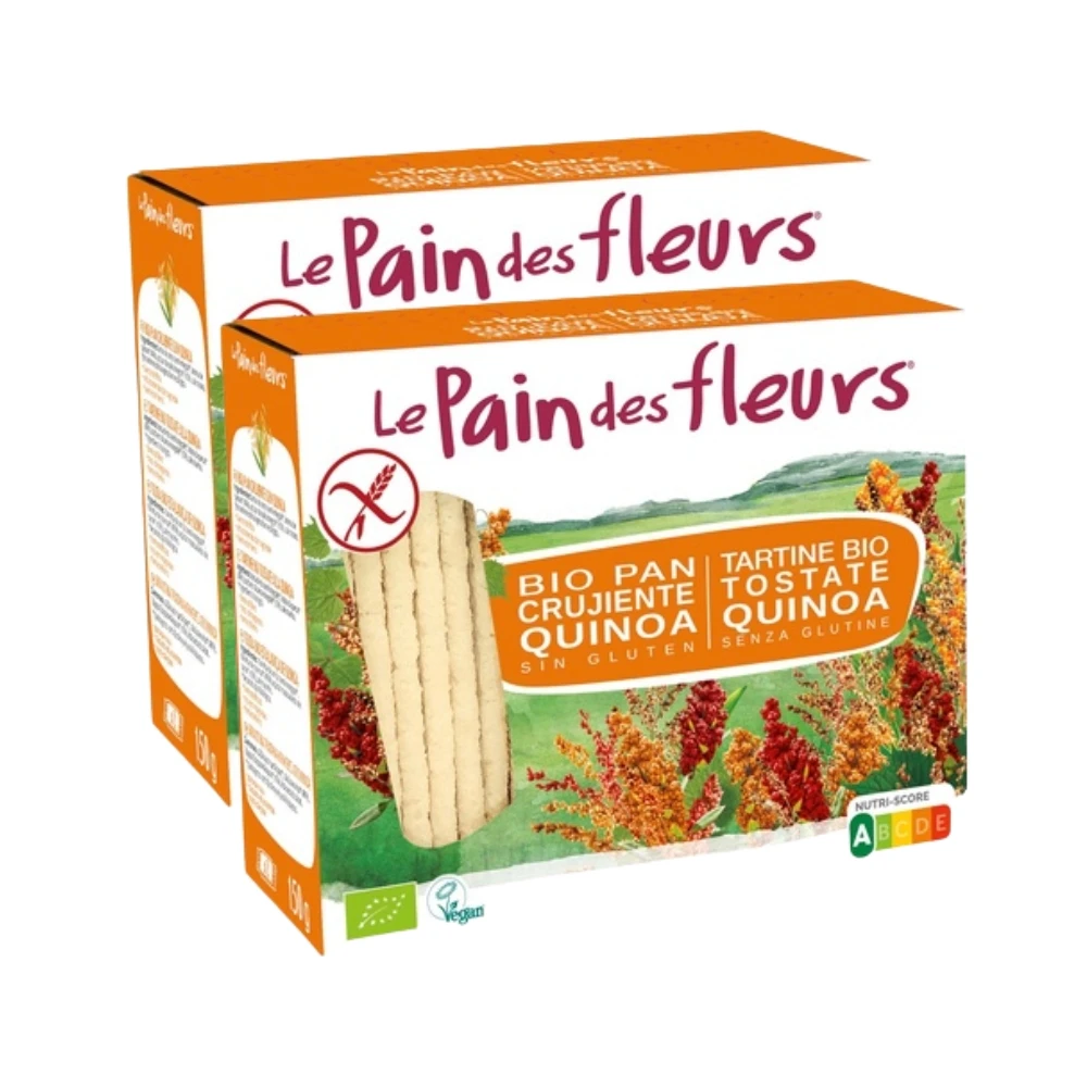 Pan crujiente de quinoa 150 g  Vegano  Packs 2   Sin Gluten  Le Pain des fleurs