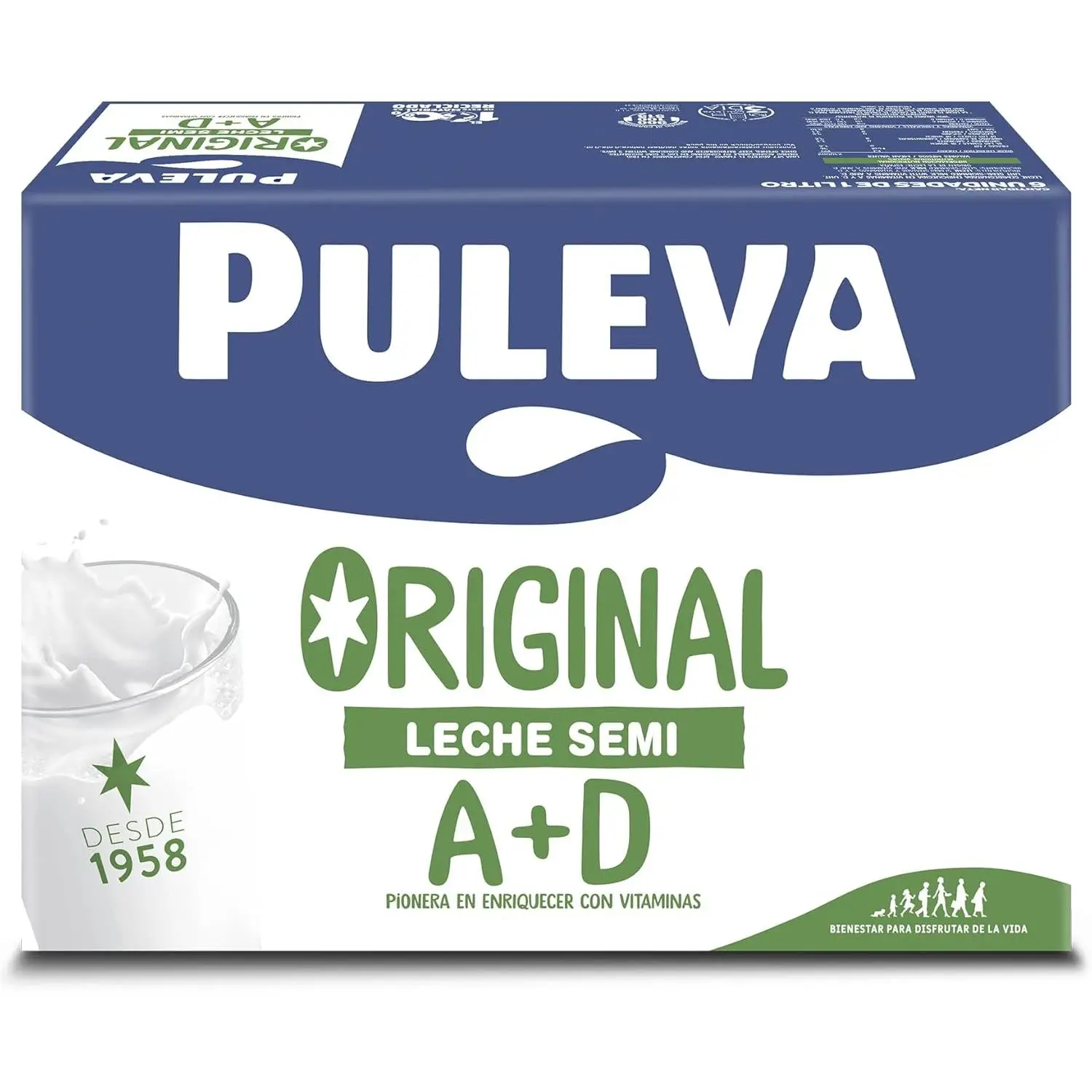 Leche semidesnatada original con vitamina A+D  1l x 6 unidades - Puleva