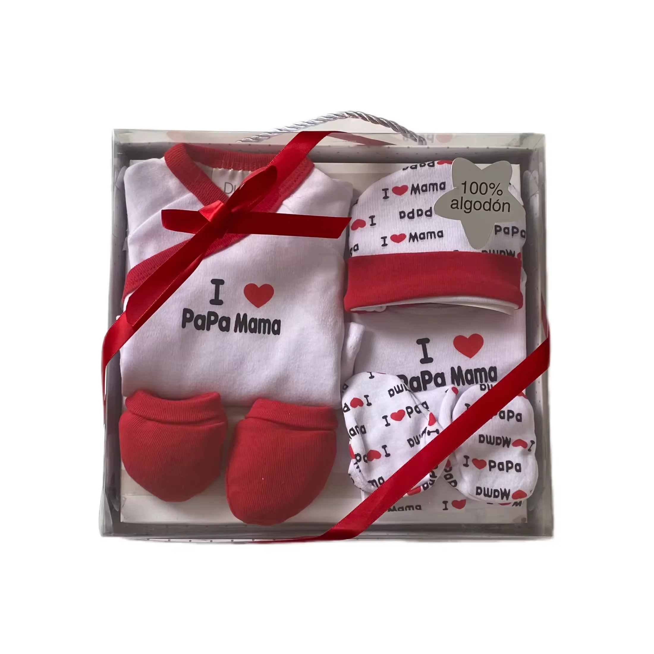 Set de Regalo Estampado DUFFI BABY de 5 piezas para Bebés de 0-6 Meses 100% Algodón