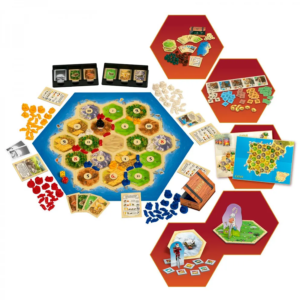 Catan Big Box 2025 - Devir Spanish board game for 4-6 players, includes base game, expansion for 5-6 players, exclusive content, and new mini-expansions for enhanced gameplay and fun family entertainment.