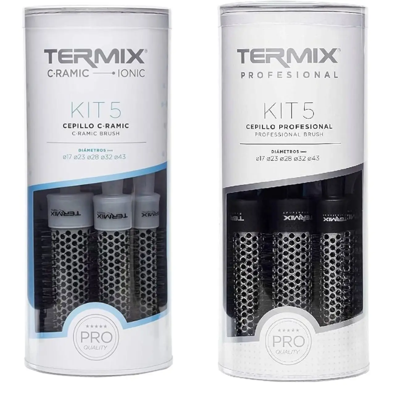 TERMIX PROFESIONAL - PACK DE 5 CEPILLOS DE PELO TERMICO REDONDO CON TUBO DE  ALUMINIO. EL PACK INCLUYE LOS DIAMETROS  Ø17, Ø23, Ø28, Ø32 y Ø43.