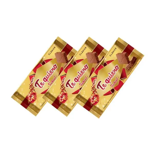 Turrón Suchard de Chocolate Clásico - Pack de 3 Unidades de 230g cada una - Dedicatoria "Te quiero" - Ideal para regalar