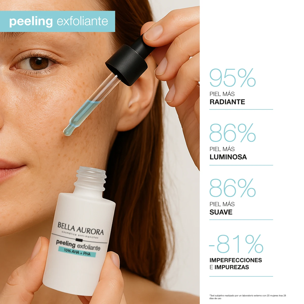 Bella aurora exfoliating peeling 10% aha + pha |   Anti-spot facial serum for brighter, more uniform and soft skin |   With mandelic acid, gluconolactone, lactobionic and bisabolol |   30ml
