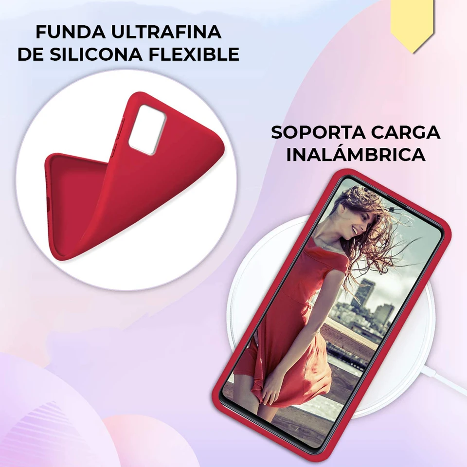Funda para Samsung Galaxy A13 A32 A33 A42 A50 A51 A52 A52s A53 A70 A71 A72 4G 5G, Silicona Flexible, Delgada, Ultra Ligera, TPU con Toque Suave, Varios Colores: Azul, Negro, Rojo, Rosa, Cian, Envío desde España 2
