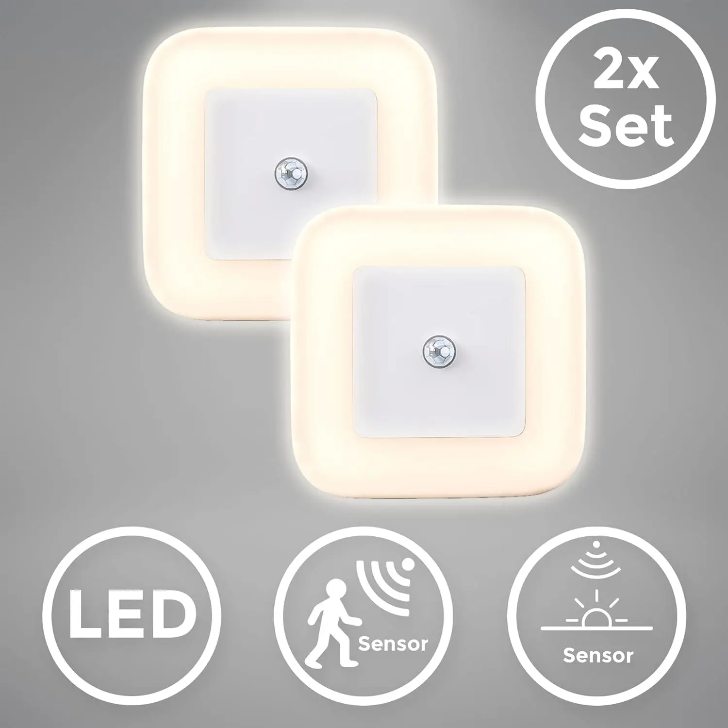 Led Motion Sensor Light 2 PCs White Hallway Lights Night Light Child Night Ride Lamp Hallway Socket Room Led Motion Sensor A + Marzone (White)