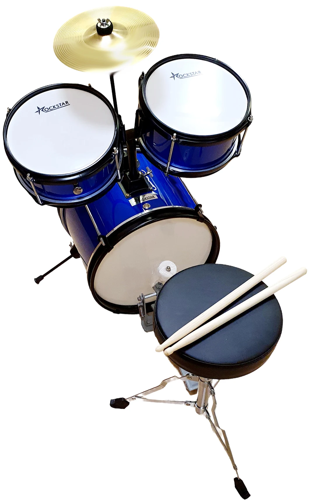 ROCKSTAR MUSIC-children's drums JDS1043B-tunable Musical instrument with bass drum Pedal, stool and drumsticks-exceptional sound quality. Dimension: 50cm wide, 90cm Bottom, 75cm high #4