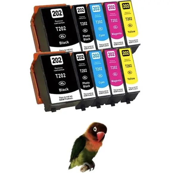 Compatible Epson 202XL Ink Cartridge Pack for Expression Premium XP-6000 XP-6005, 10 high-capacity colors including black, photo black, cyan, magenta, and yellow, ideal for reliable printing. #2