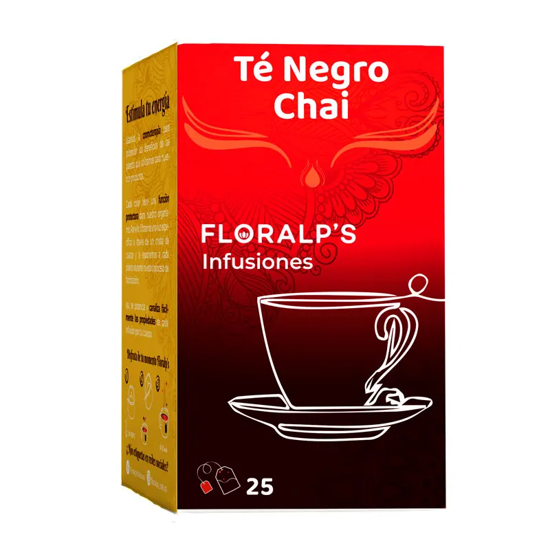 FLORALP'S Infusión Té Negro Chai Infusión – 25 Sobres Té Negro, Cardamomo, Canela, Jengibre