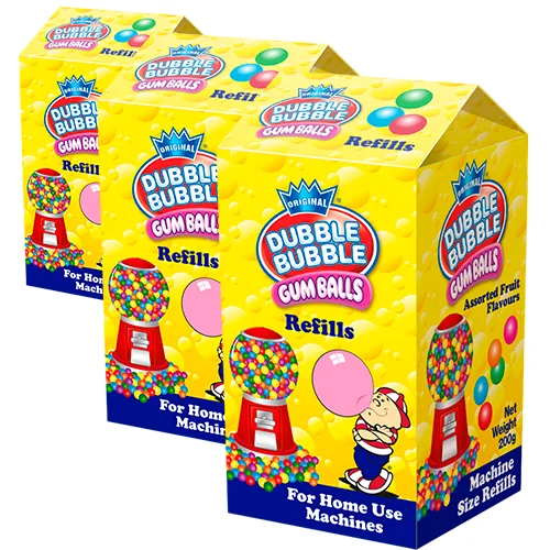Pack 3 Gumball refill Tetrapack Dubble Bubble 200gr