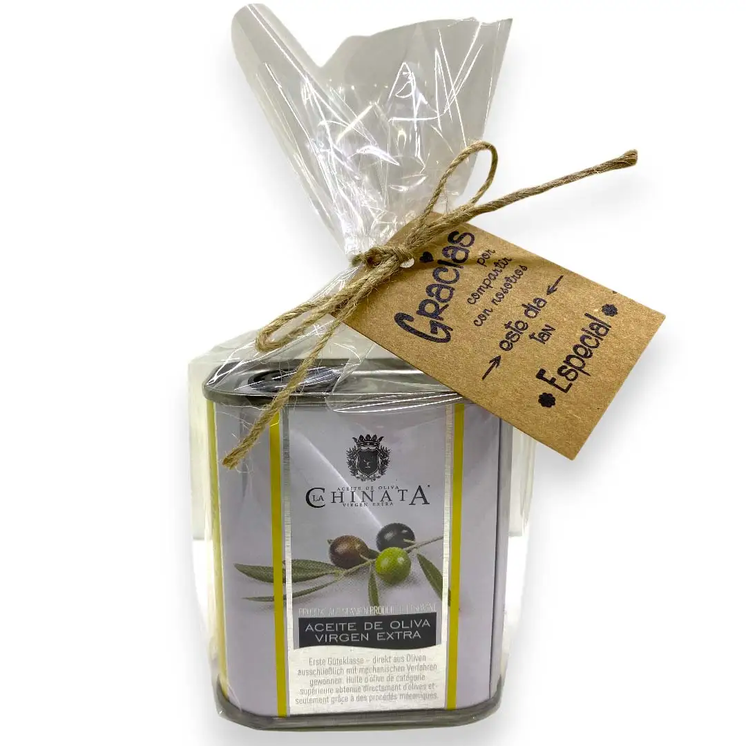 La Chinata Aceite de Oliva Virgen Extra Lata 100ml (Pack de 12x100ml) Regalo bolsa, tarjetita y cuerda