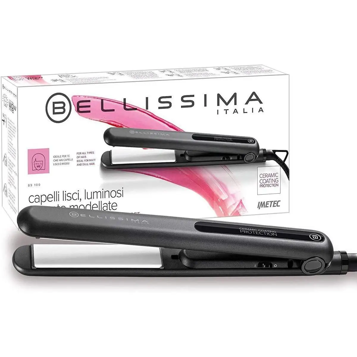 Bellissima B9 100 Hair Straightener Ultra Long Plates Ceramic Coating 210 °C