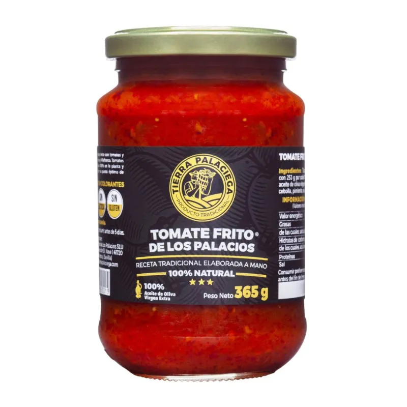 15x Tierra Palaciega Tomate Frito artesanal con Aceite de Oliva Virgen Extra - Tarro 365 gr.