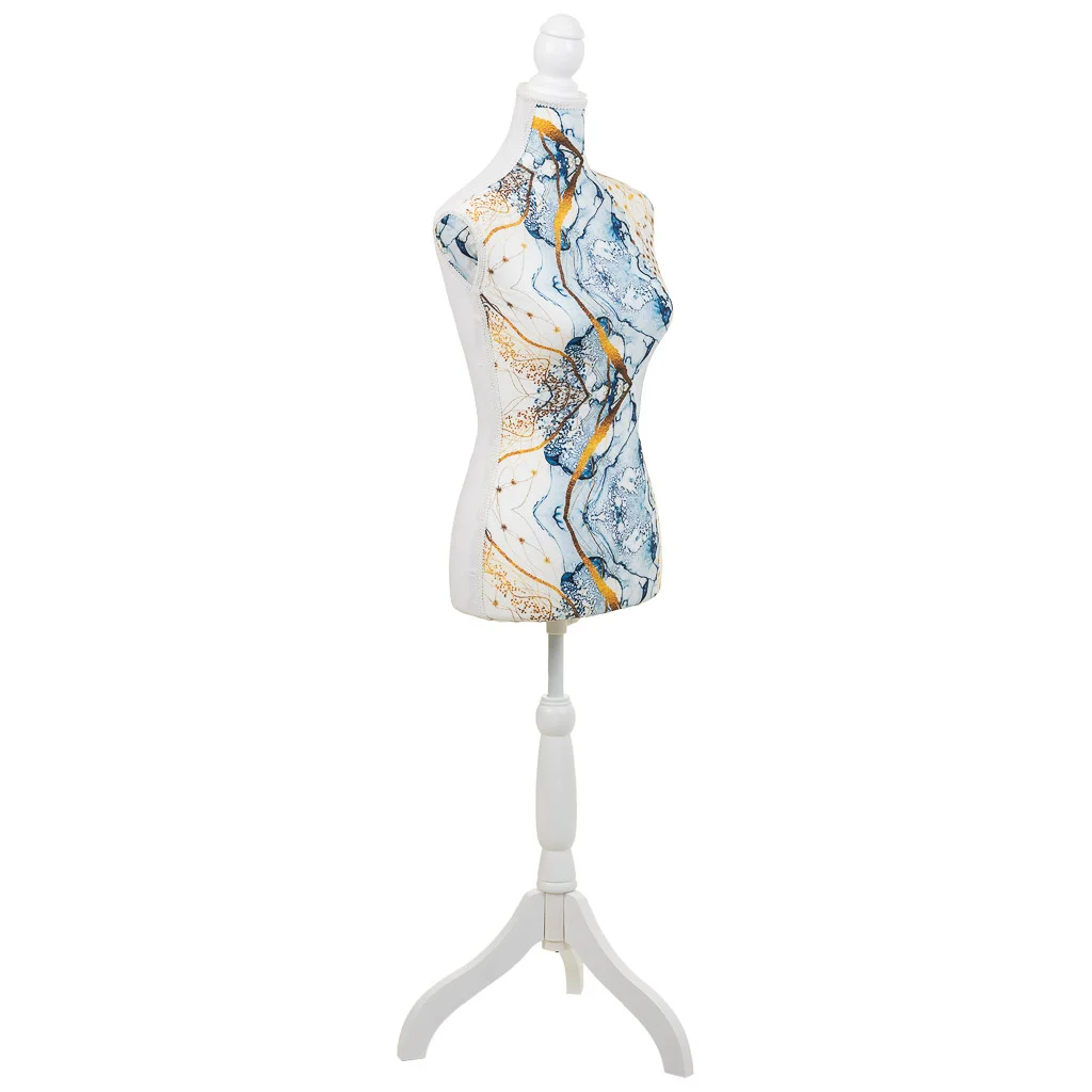 WANDERLUST DECO Maniquí de madera y espuma forrado de tela azul 24x37,5x168h cm