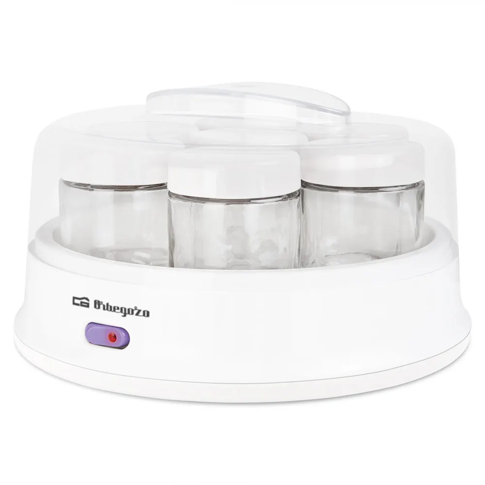 Orbegozo yogurtera YU 2350, permite elbarorar tus propios yogures de forma casera, incluye 7 tarros de cristal con 200 ml cada uno, tapa transparente, temperatura constante, 15 W