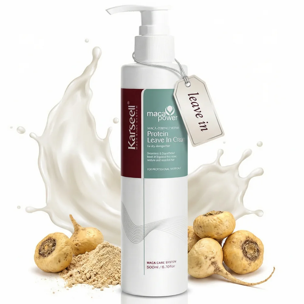 KARSEELL Crema Capilar Reparadora Leave In Con Proteínas Nutrición Profunda Hidratación Intensa Antifrizz Suavidad Brillo Restauración Fibra Capilar Elasticidad Cabello Seco Dañado Fortalecimiento