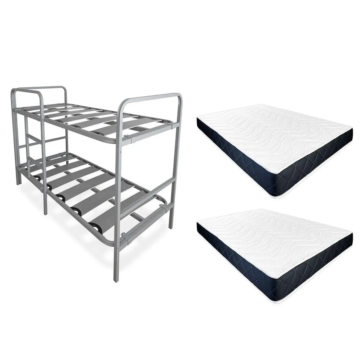 Pack Ahorro Litera reforzada más colchones Viscoelástico Juno - 18cm Altura (+- 2cm) - Litera acero inoxidable - Fabricado en España - Somnia Descanso [Envío incluido]