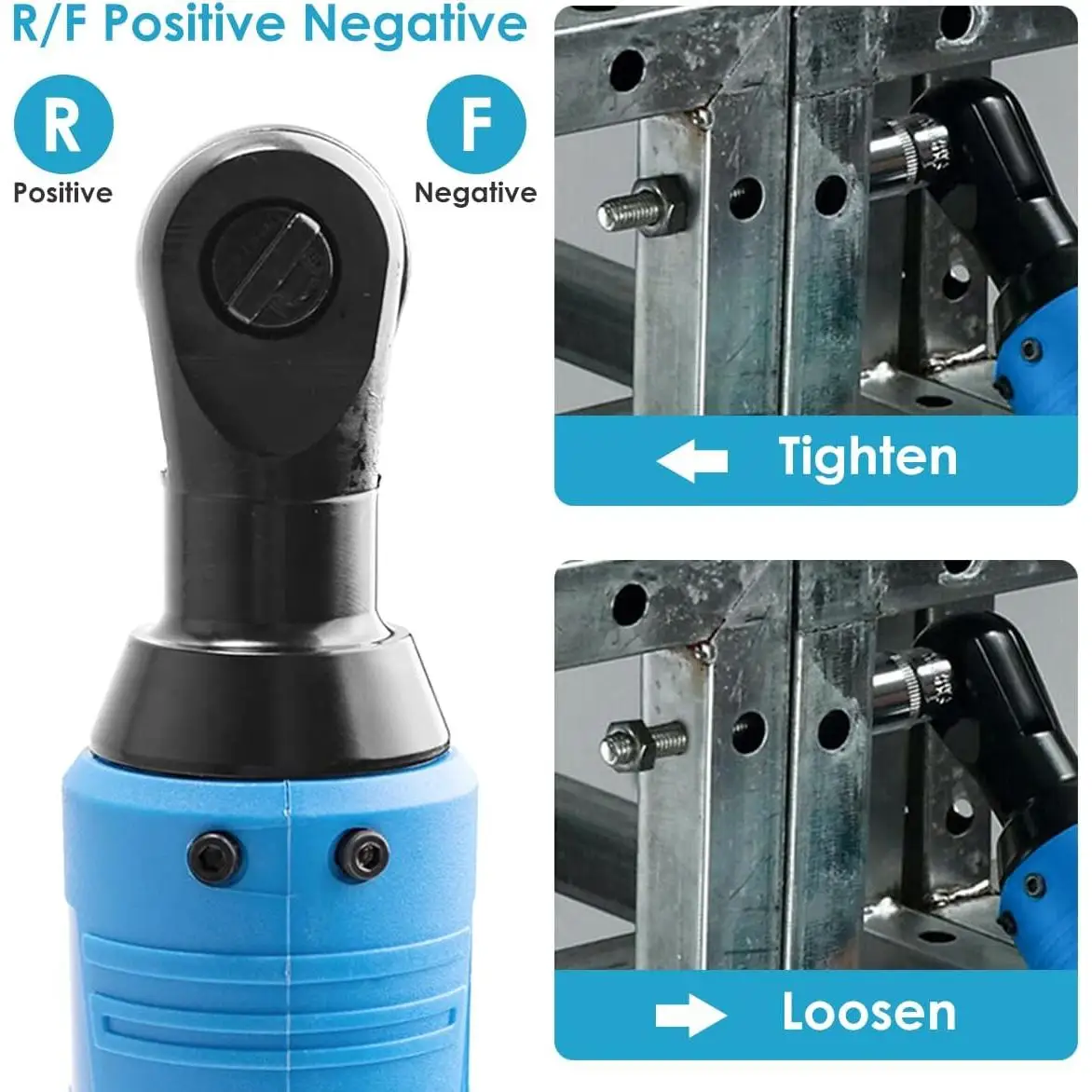 100N.m 18V Impact Wrench Rechargeable Power Tool Wireless Right Angle 3/8 Ratchet