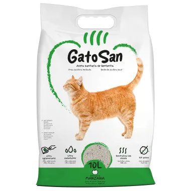 Arena Sanitaria de Bentonita GatoSan Fragancia Manzana 10 L | Arena Aglomerante para Gatos